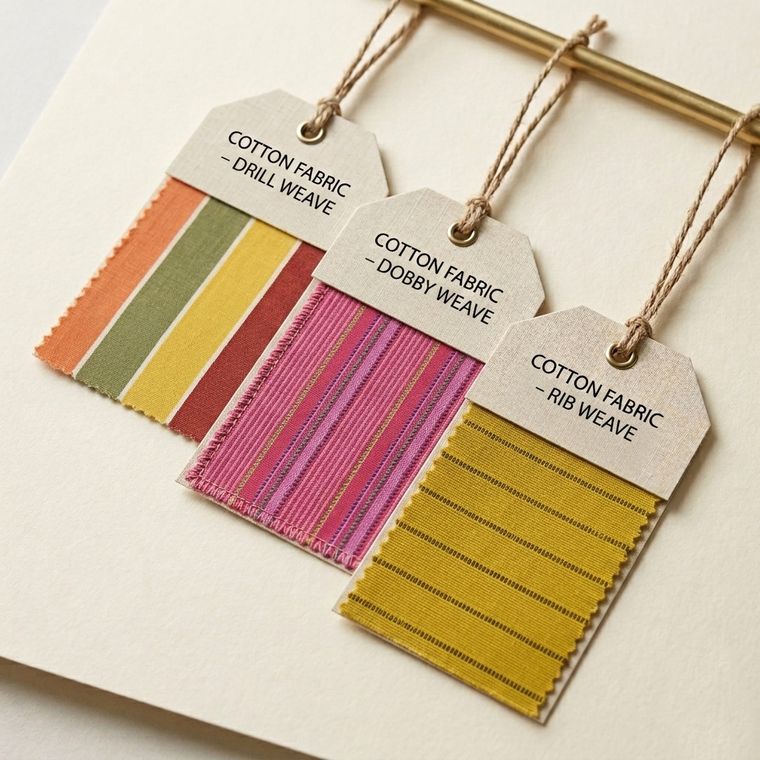 Cotton drill, dobby and rib weave swatches